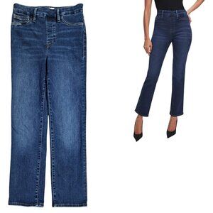 Good American Power Stretch Pull On Straight Dark Wash Jeans GLS478T Indigo491